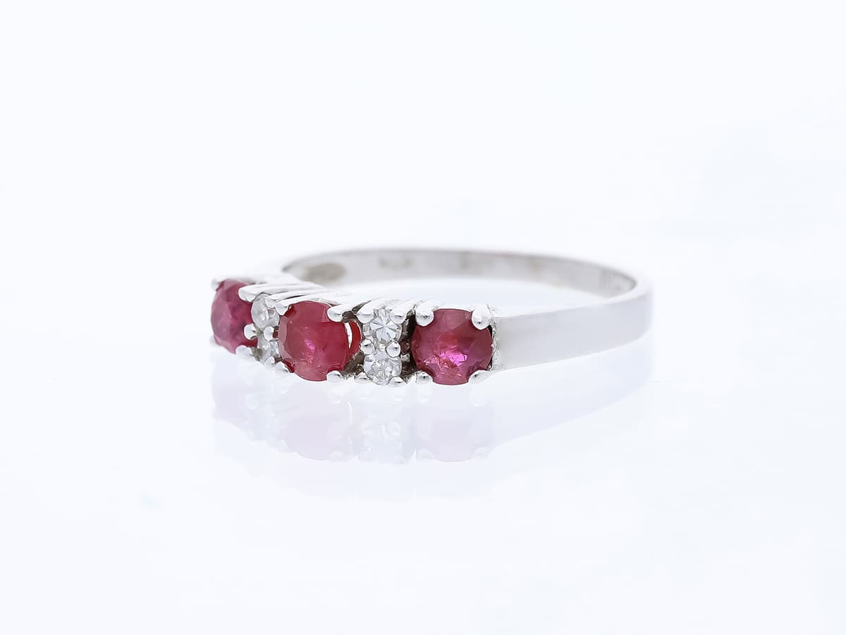 Ring+0,70+ct.+Rubine,+Diamanten+585+Weißgold+14+Karat - image 2