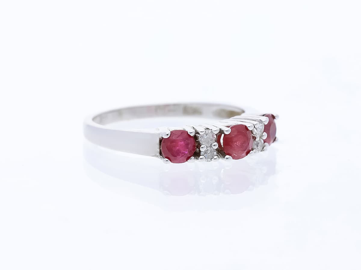 Ring+0,70+ct.+Rubine,+Diamanten+585+Weißgold+14+Karat - image 3