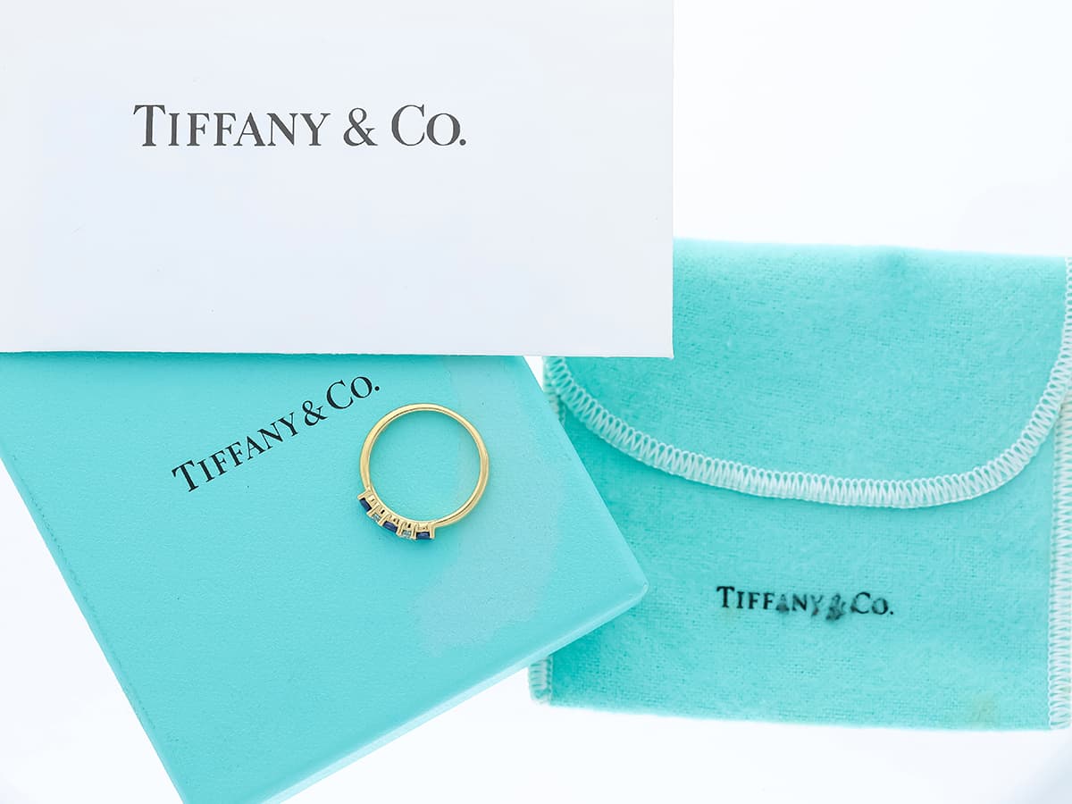 Tiffany+&+Co.+Ring+0,56+ct.+Diamanten,+Saphire+750+Gelbgold+18+Karat - image 5
