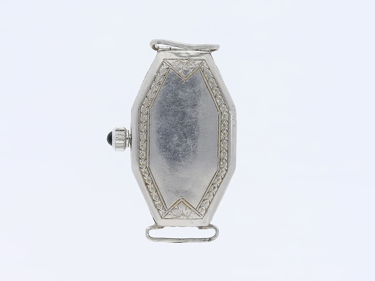 antike+Abra+Watch+Co.+Armbanduhr+0,60+ct.+Diamanten,+Saphire+900+Platin - image 2