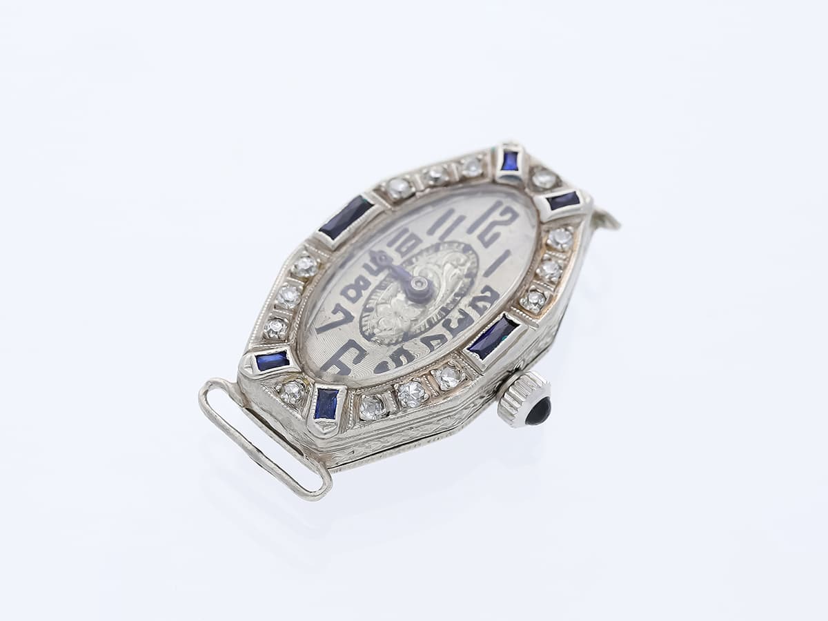 antike+Abra+Watch+Co.+Armbanduhr+0,60+ct.+Diamanten,+Saphire+900+Platin - image 3
