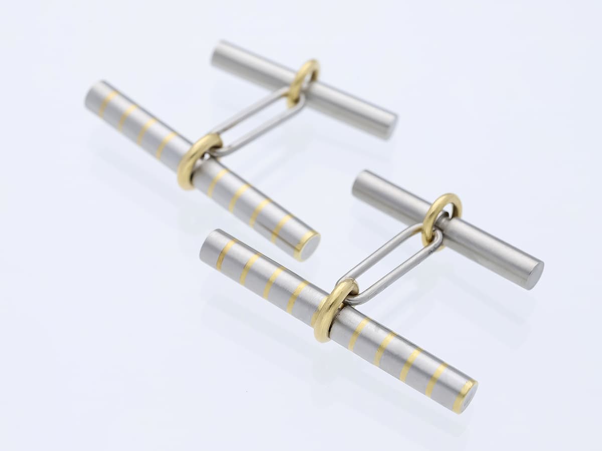 Juwelier+Dau+Manschettenknöpfe+950+Platin,+750+Gelbgold+18+Karat