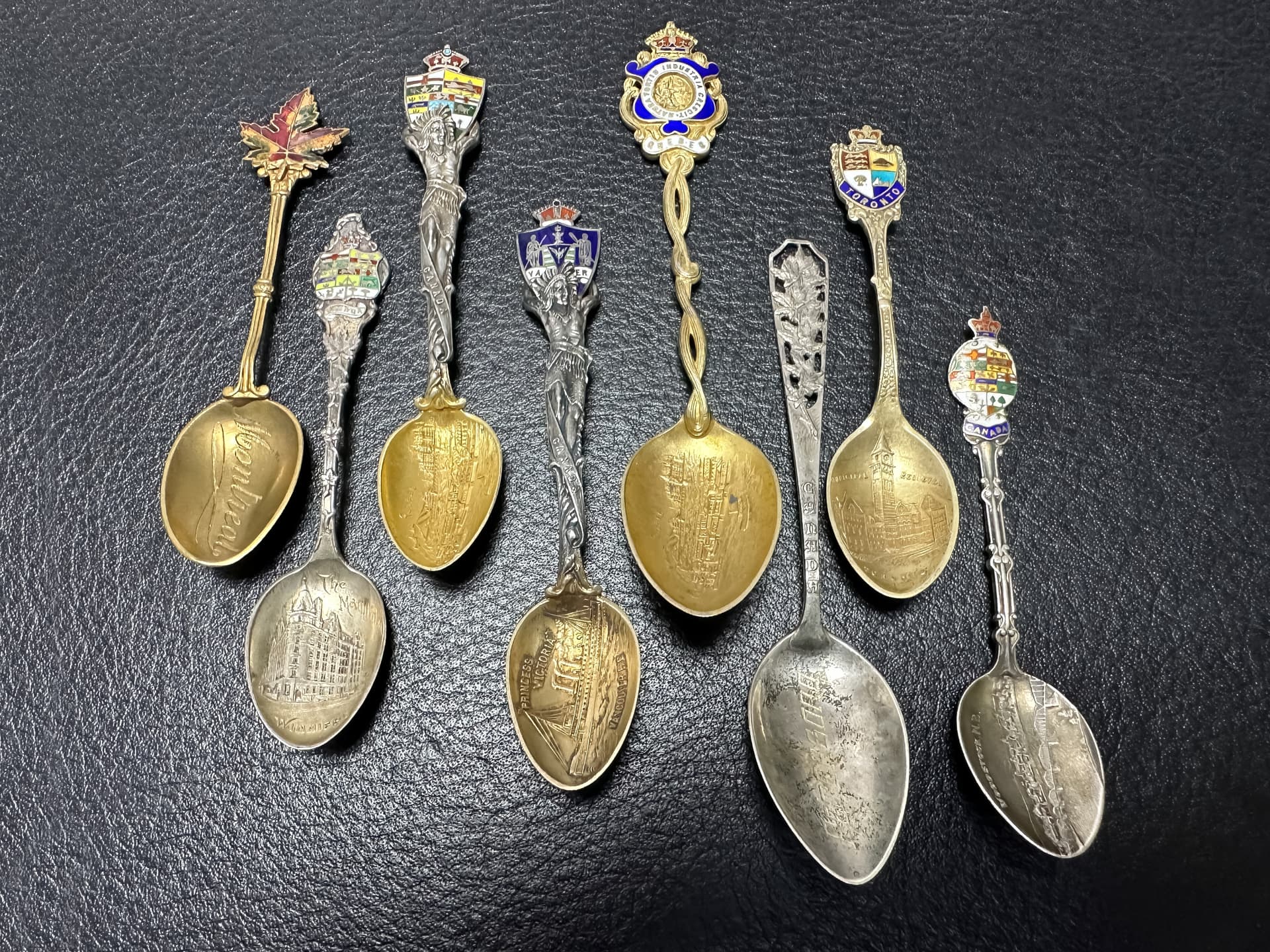 Konvolut+von+insgesamt+8+kleinen+antiken+Löffel+925+Silber
