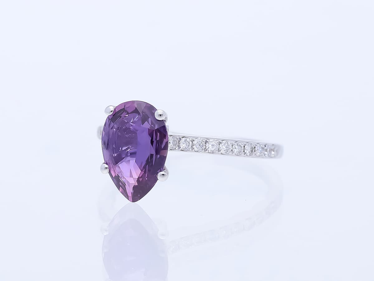 Ring+2,44+ct.+Saphir,+Diamanten+750+Weißgold+18+Karat+IGI+Zertifikat - image 3