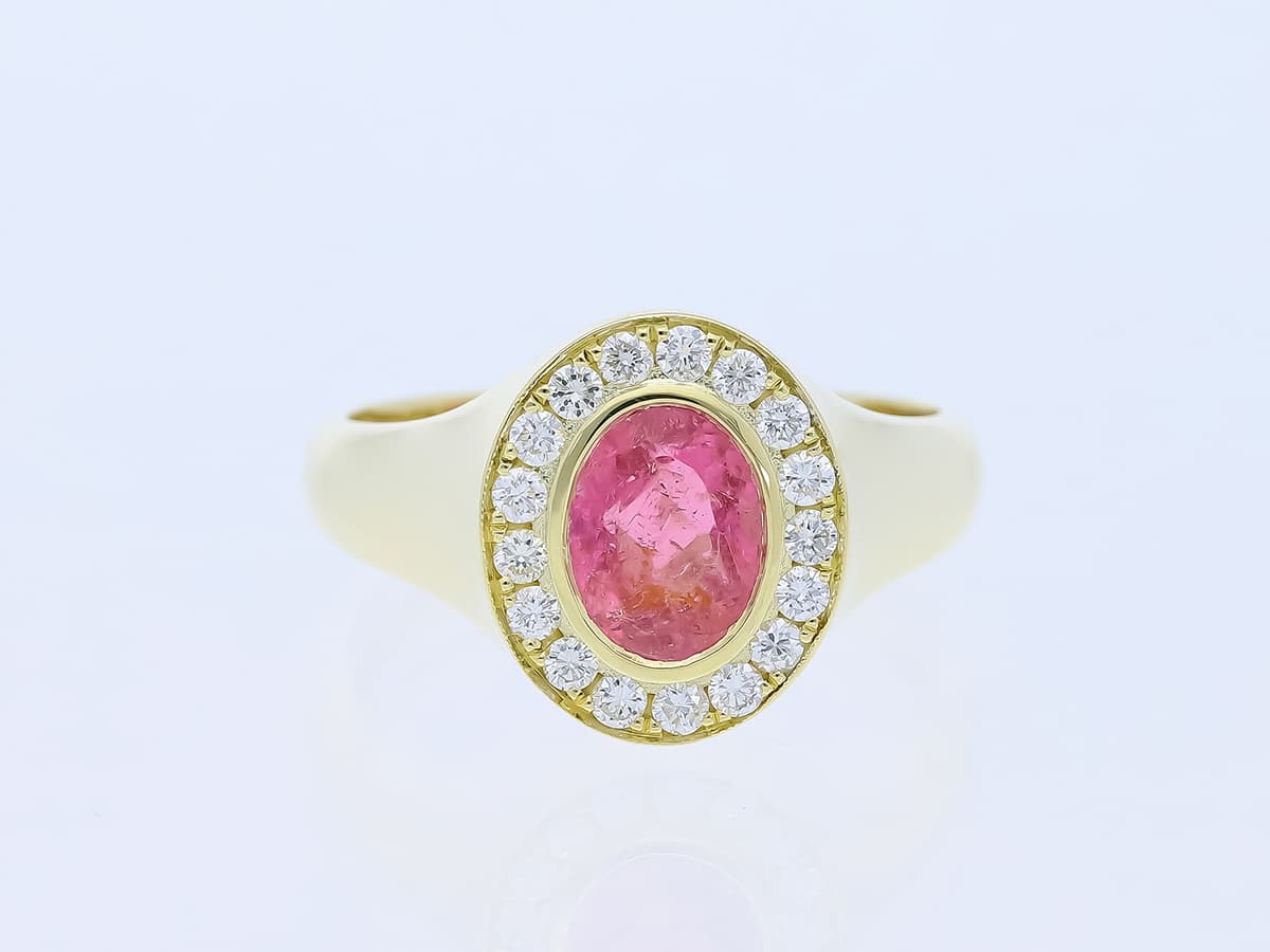 Ring+1,81+ct.+Turmalin,+Diamanten+585+Gelbgold+14+Karat+Neu+IGI+Zertifikat