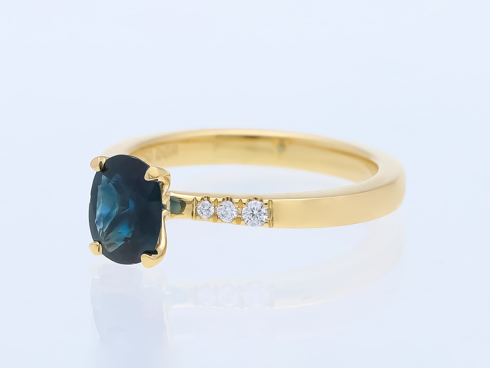Ring+1,12+ct.+Saphir,+Diamanten+750+Gelbgold+18+Karat+IGI+Zertifikat - image 2