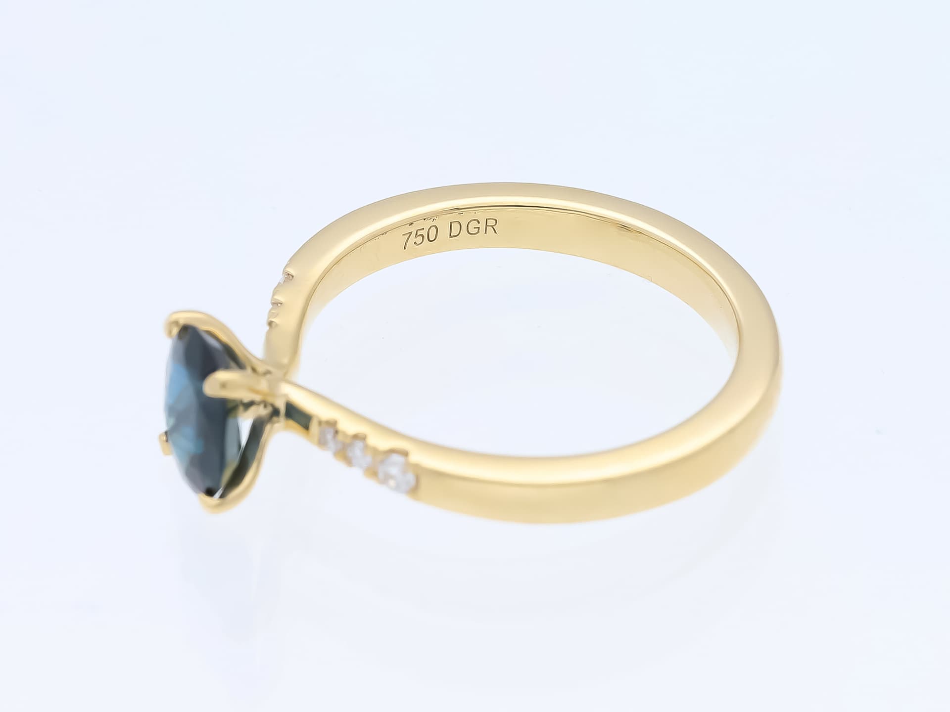 Ring+1,12+ct.+Saphir,+Diamanten+750+Gelbgold+18+Karat+IGI+Zertifikat - image 3