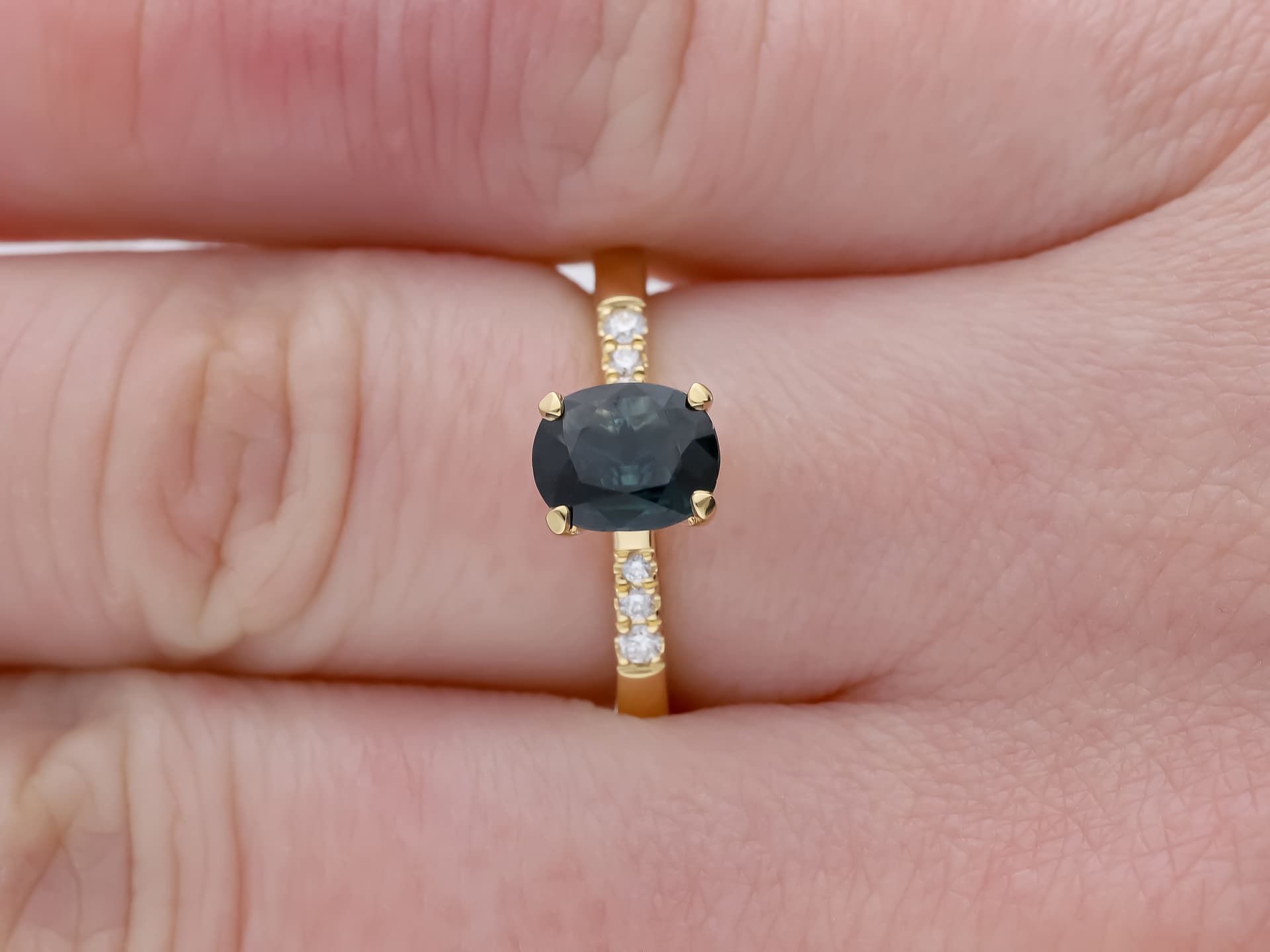 Ring+1,12+ct.+Saphir,+Diamanten+750+Gelbgold+18+Karat+IGI+Zertifikat - image 4