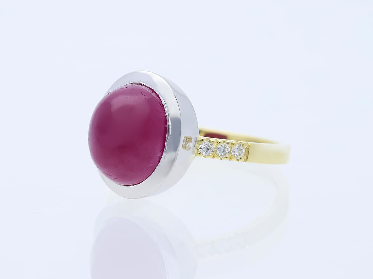 Ring+5,65+ct.+Rubin,+Diamanten+585+Gelbgold+14+Karat,+925+Silber+Neu+IGI+Zertifikat - image 2