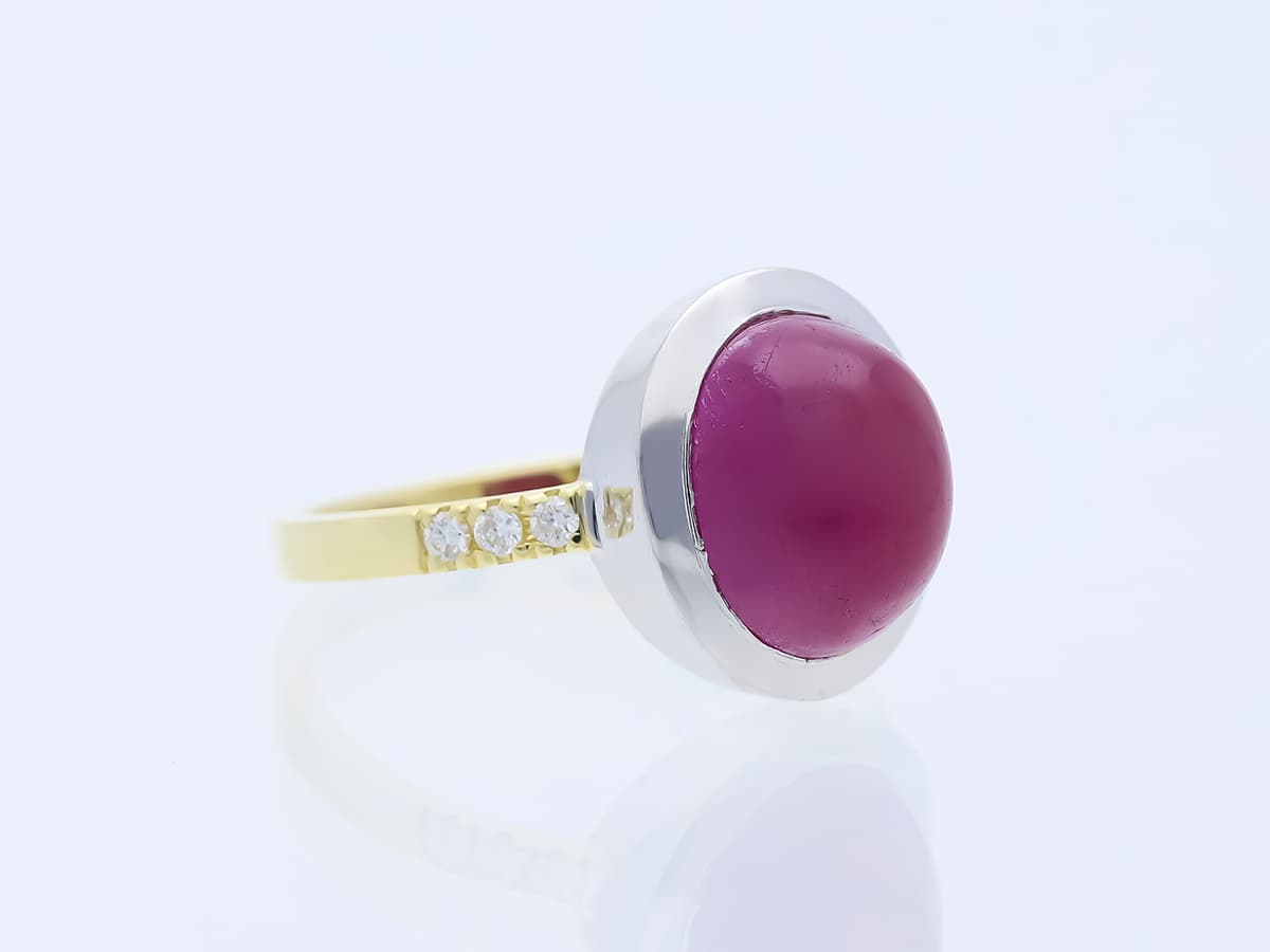 Ring+5,65+ct.+Rubin,+Diamanten+585+Gelbgold+14+Karat,+925+Silber+Neu+IGI+Zertifikat - image 3