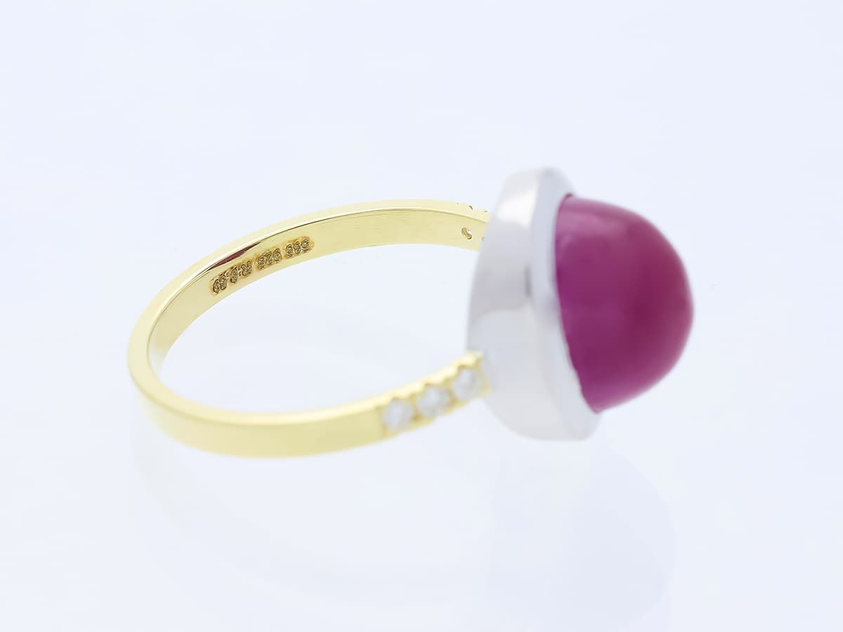 Ring+5,65+ct.+Rubin,+Diamanten+585+Gelbgold+14+Karat,+925+Silber+Neu+IGI+Zertifikat - image 4