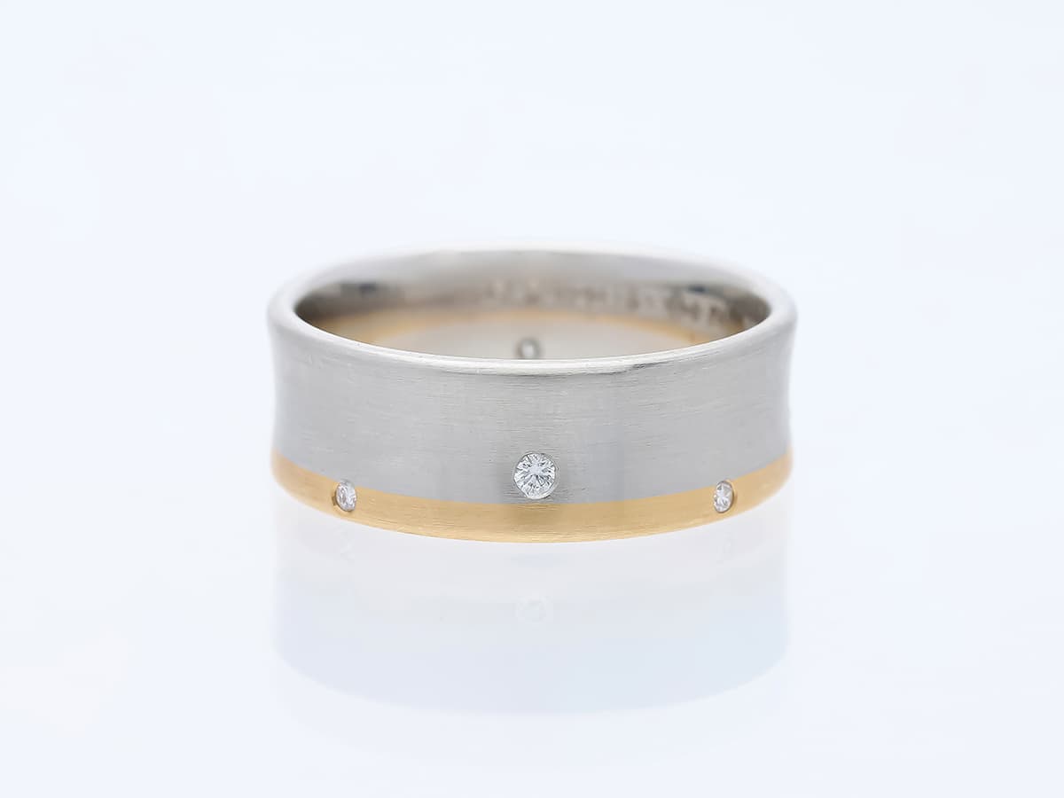 Ring+mit+Diamanten+950+Platin,+750+Gelbgold+18+Karat