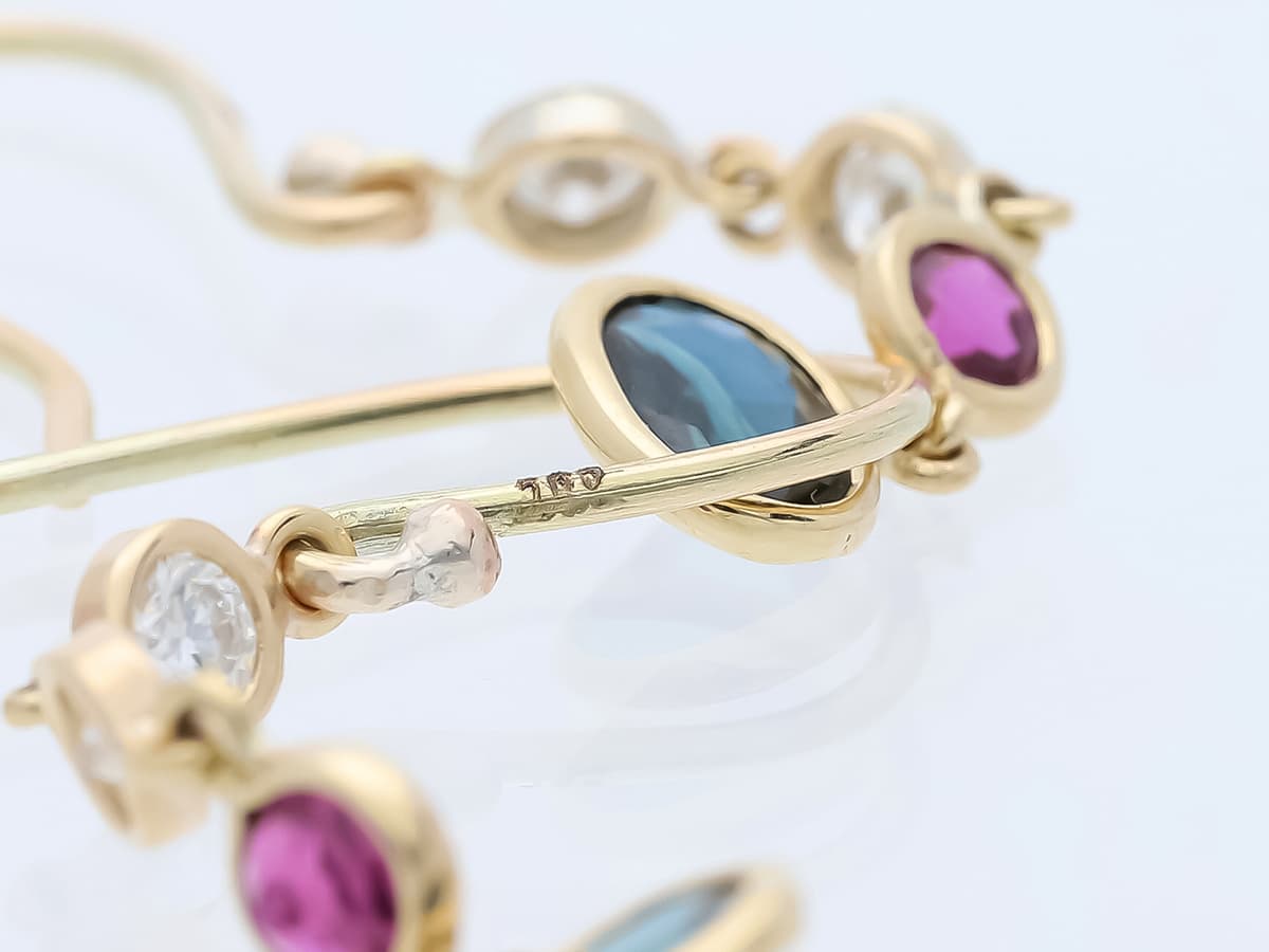 Ohrringe+1,20+ct.+Diamanten,+Saphir,+Rubin+585+Gelbgold+14+Karat+GIL+Zertifikat - image 5