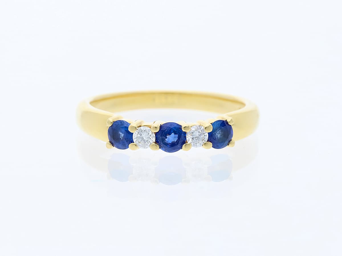 Tiffany+&+Co.+Ring+0,56+ct.+Diamanten,+Saphire+750+Gelbgold+18+Karat+originale+Rechnung+&+Stoffbeutel