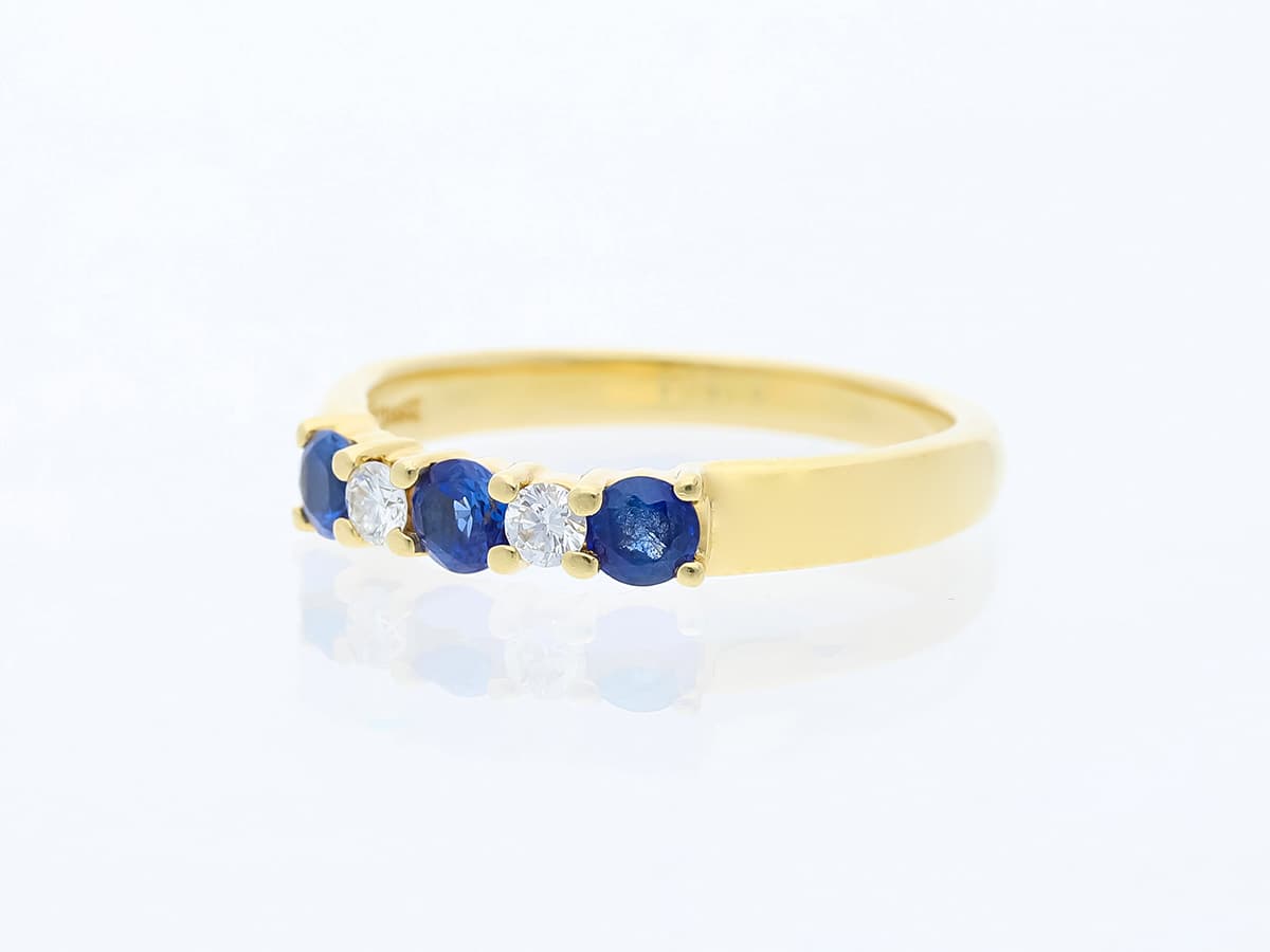 Tiffany+&+Co.+Ring+0,56+ct.+Diamanten,+Saphire+750+Gelbgold+18+Karat+originale+Rechnung+&+Stoffbeutel - image 2