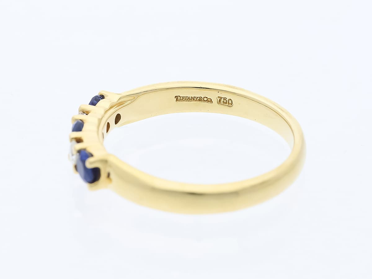 Tiffany+&+Co.+Ring+0,56+ct.+Diamanten,+Saphire+750+Gelbgold+18+Karat+originale+Rechnung+&+Stoffbeutel - image 4