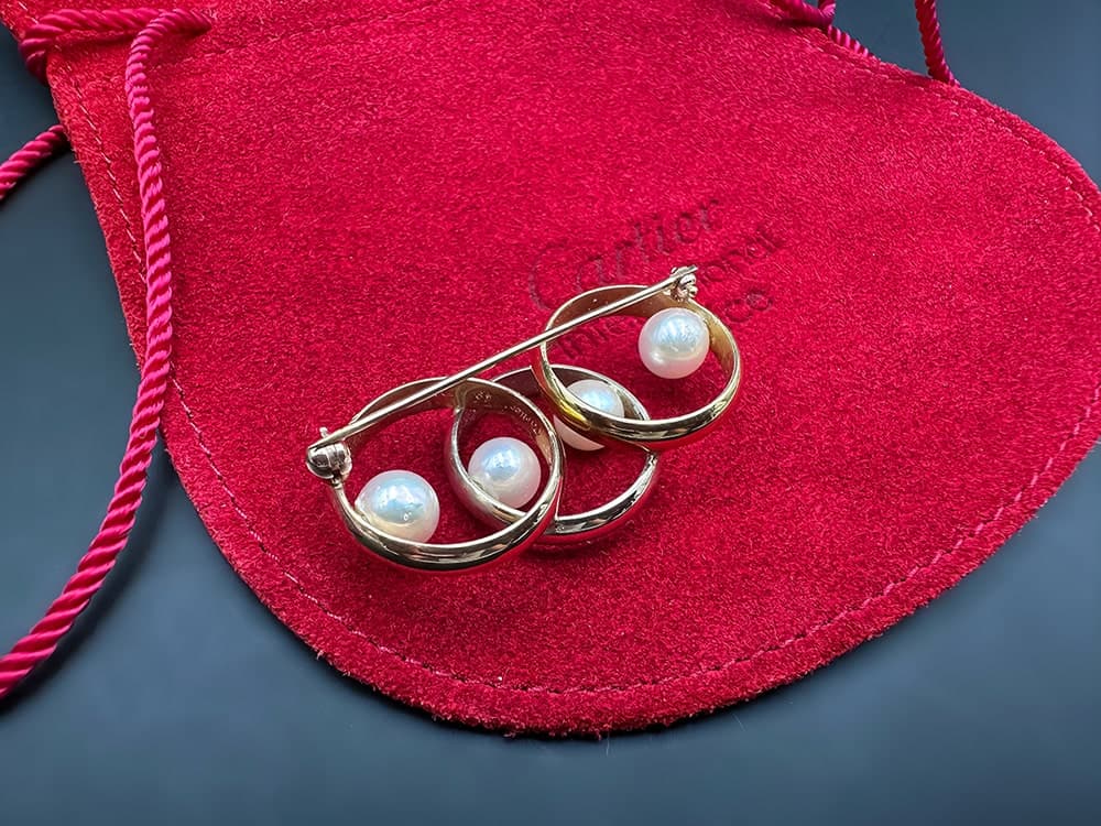 Cartier+Brosche+750+Tricolor+18+Karat+mit+Cartier+Samtbeutel - image 3