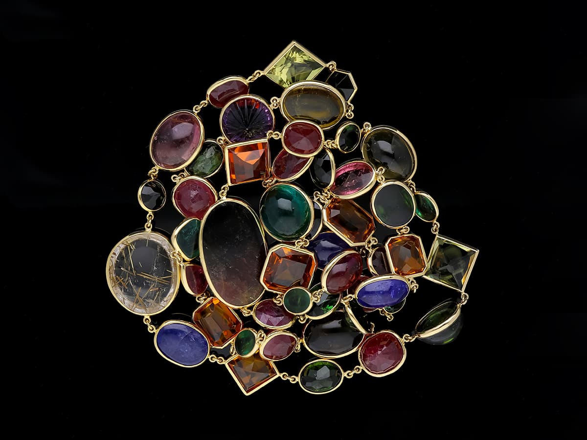 Collier+320,00+ct.+Farbedelsteine+585+Gelbgold+14+Karat+Neu+GIL+Zertifikat - image 4