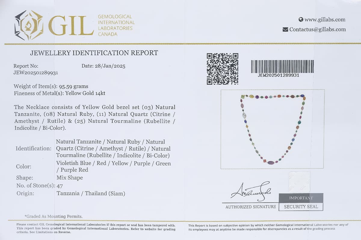 Collier+320,00+ct.+Farbedelsteine+585+Gelbgold+14+Karat+Neu+GIL+Zertifikat - image 5