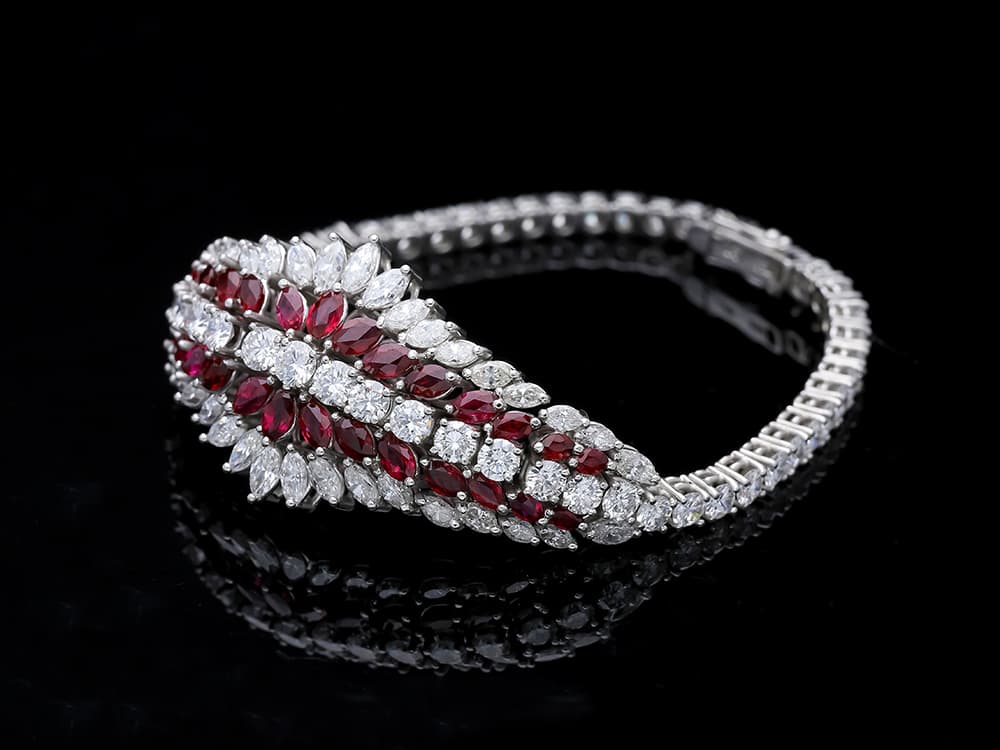 Juw.+Weyersberg+Armband+13,00+Karat+Rubine,+Diamanten+750+Weißgold - image 3