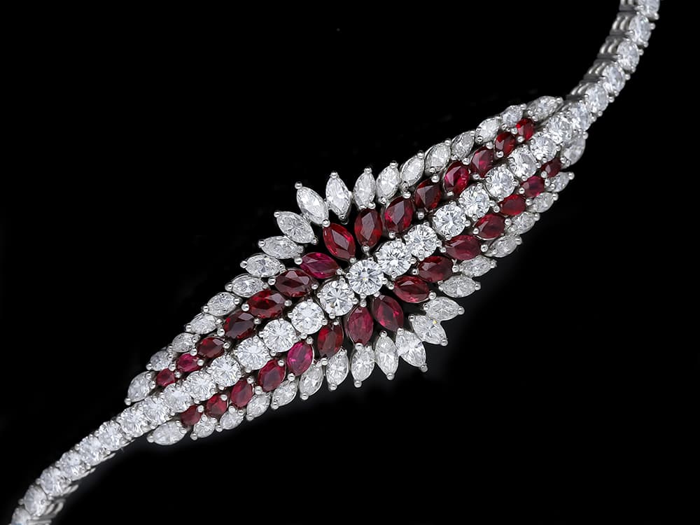 Juw.+Weyersberg+Armband+13,00+Karat+Rubine,+Diamanten+750+Weißgold - image 4