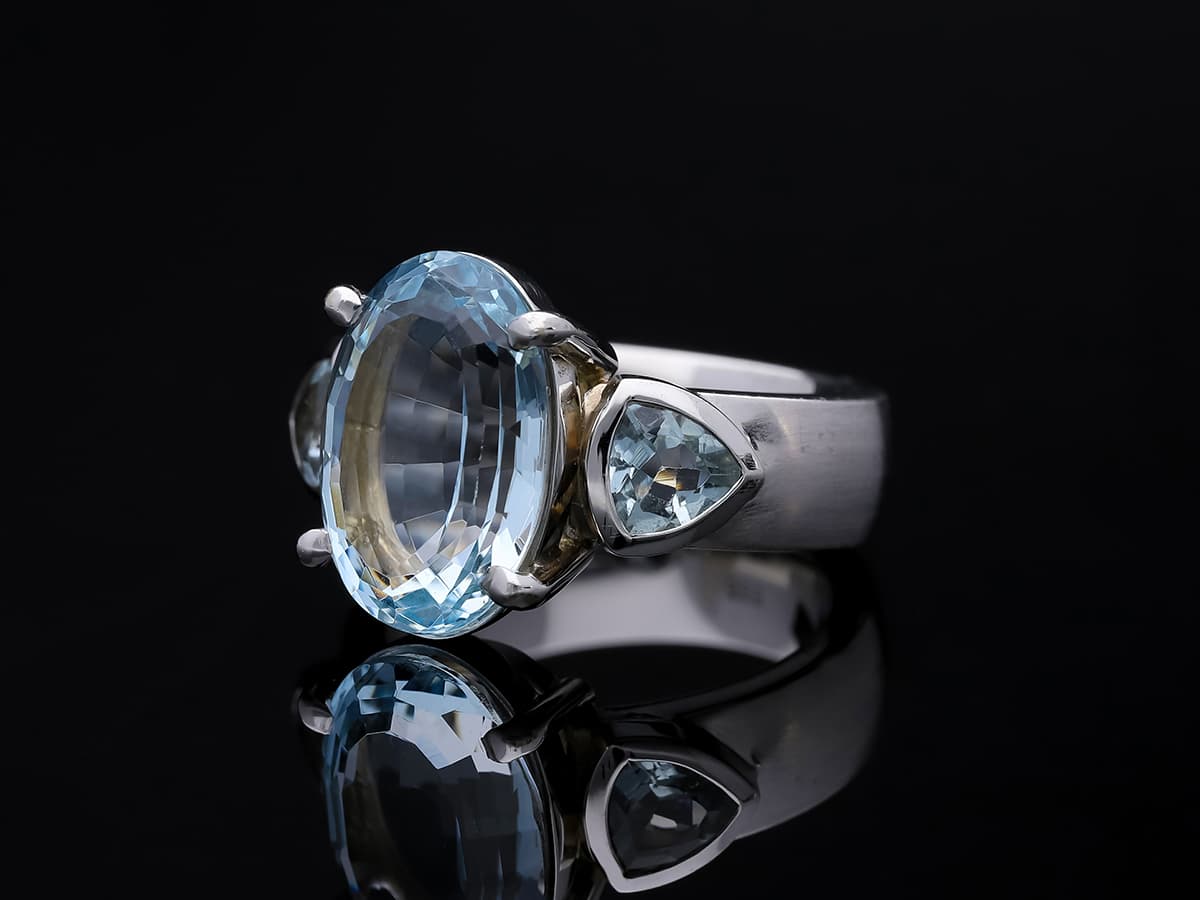 Ring+10,00+ct.+Aquamarine+585+Weißgold+14+Karat - image 2