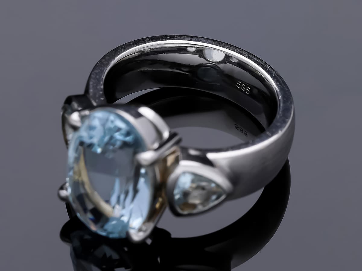 Ring+10,00+ct.+Aquamarine+585+Weißgold+14+Karat - image 4