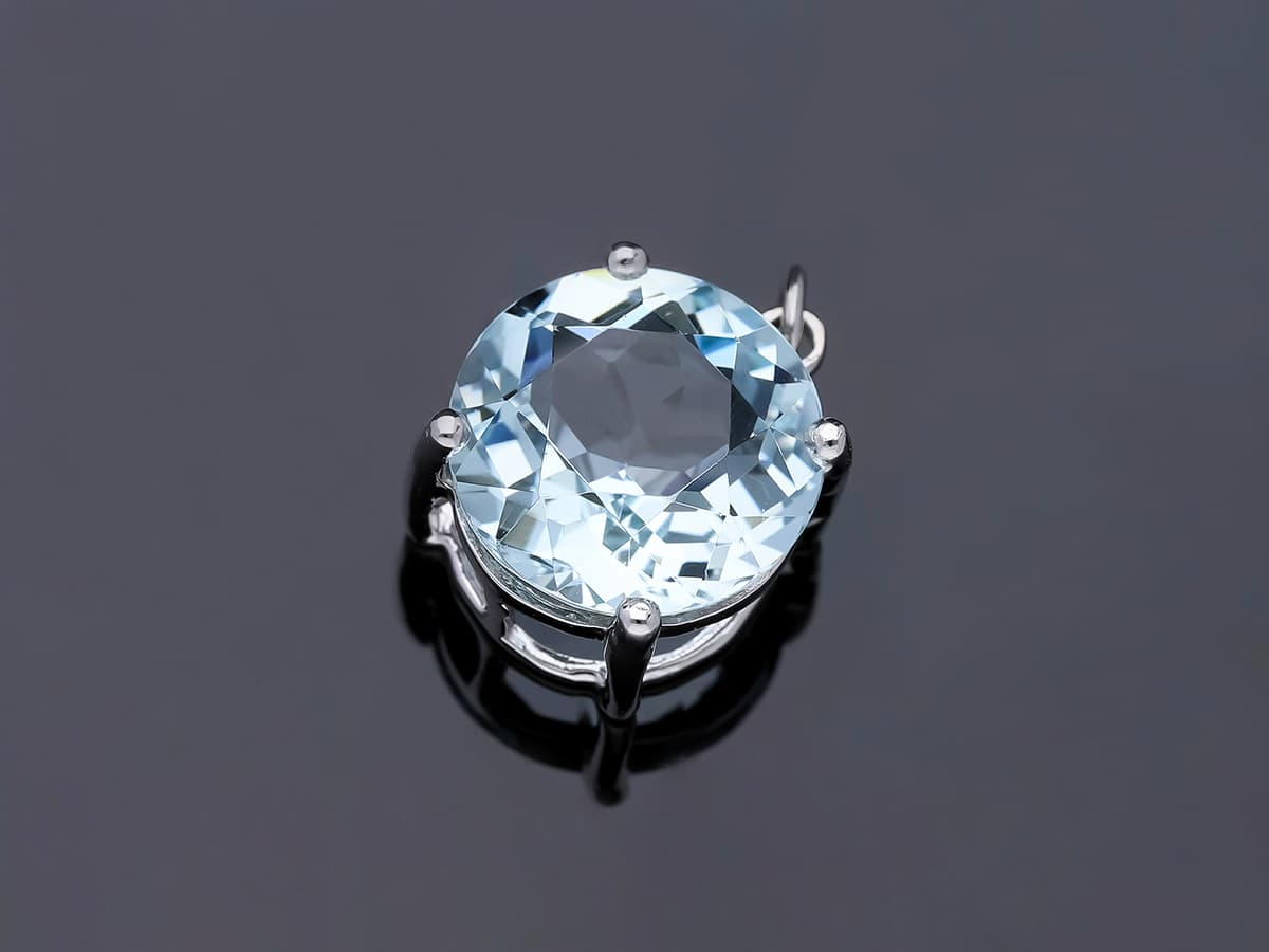 Anhänger+5,87+ct.+Aquamarin+585+Weißgold+14+Karat+Neu+AIG+Zertifikat