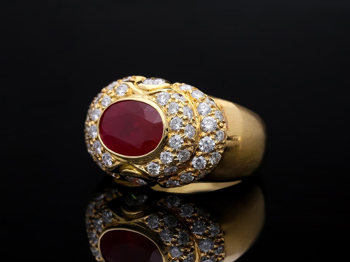 Ring+3,30+ct.+Rubin,+Diamanten+750+Gelbgold+18+Karat - image 2