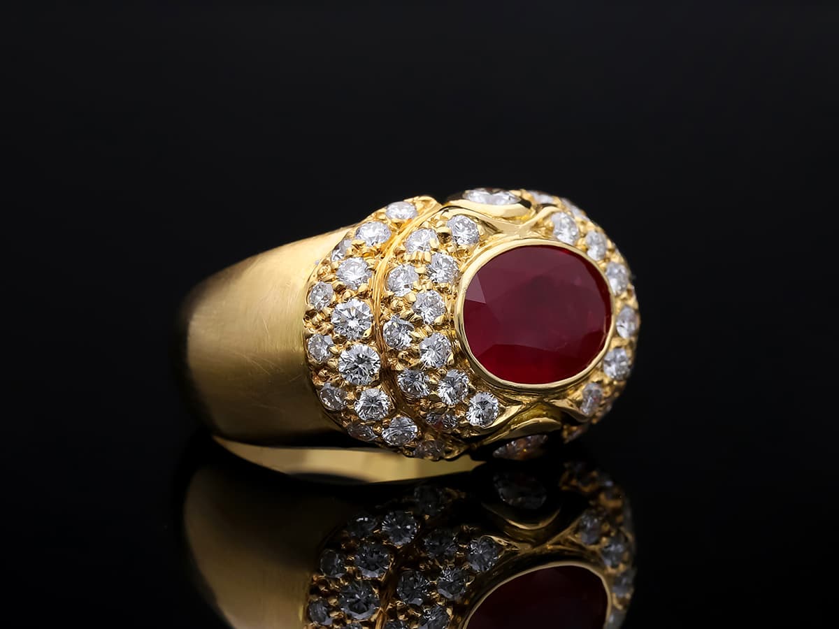 Ring+3,30+ct.+Rubin,+Diamanten+750+Gelbgold+18+Karat - image 3