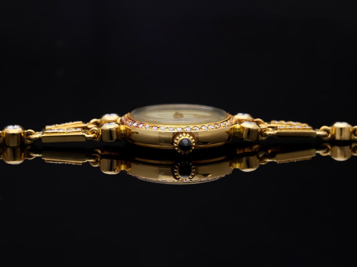 Alexis+Barthelay+Armbanduhr+2,00+ct.+Diamanten+750+Gelbgold+18+Karat+Original+Lederetui - image 4