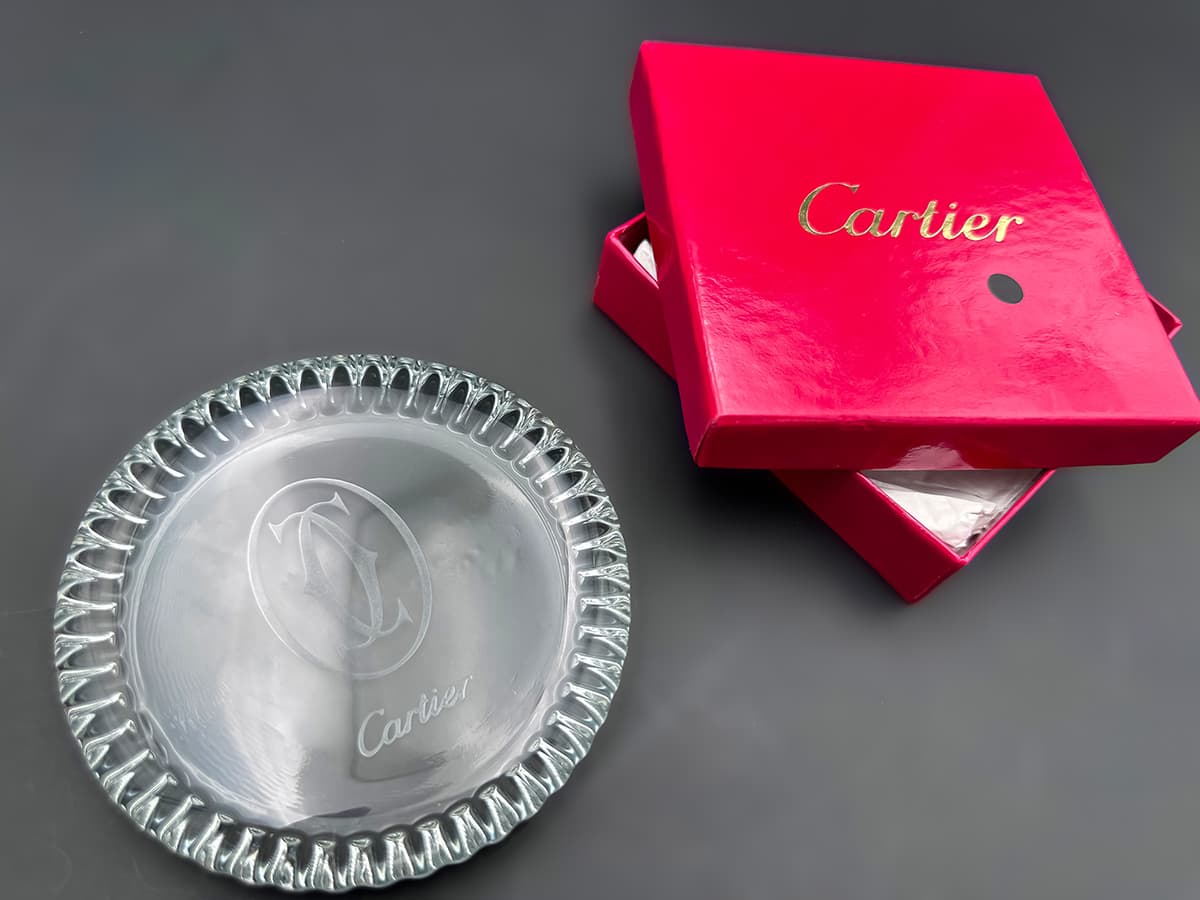 Crystal+Cartier+Untersetzer,+original+Cartier+Etui,+signiert - image 2