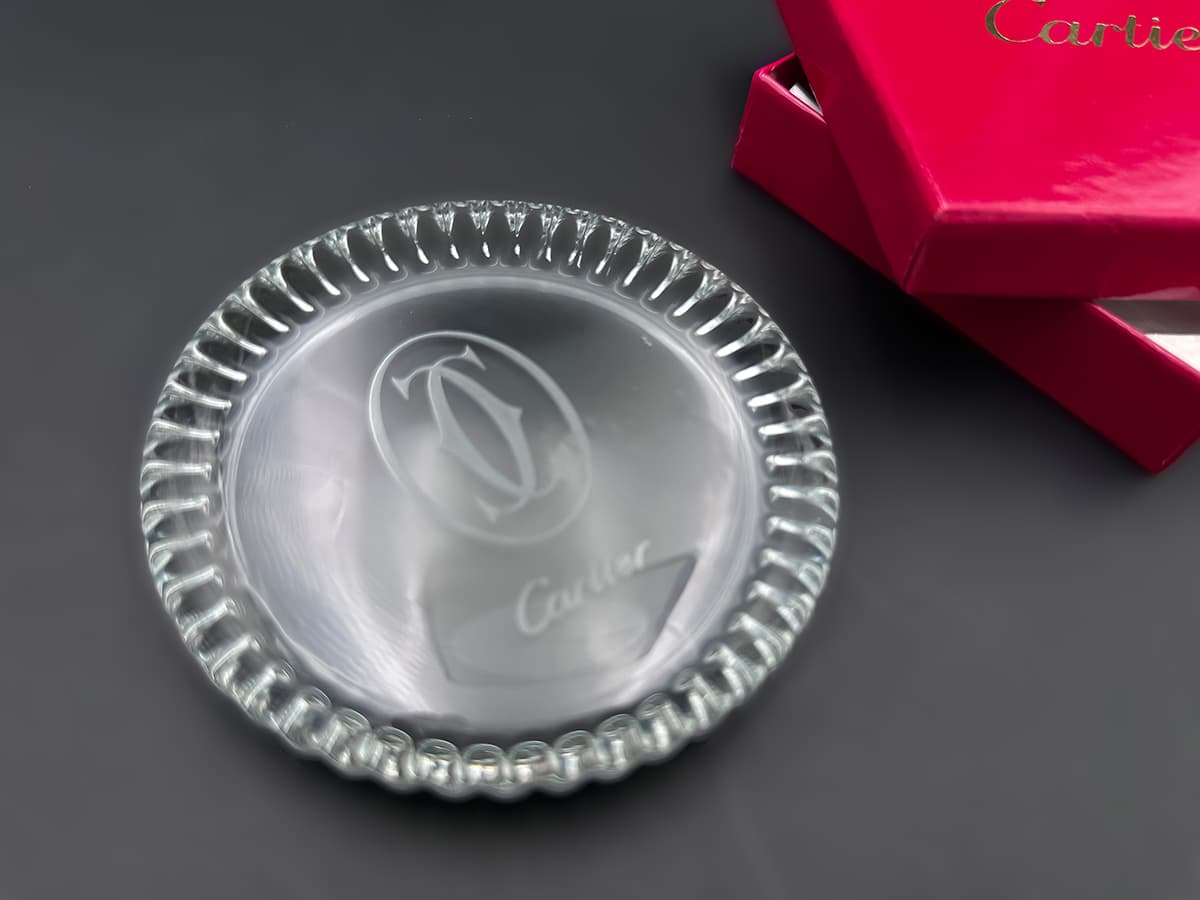 Crystal+Cartier+Untersetzer,+original+Cartier+Etui,+signiert - image 3