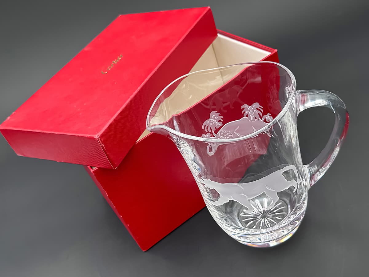 Cartier+Crystal+Weinkrug+mit+Panther-Motiv,+Originalbox,+signiert