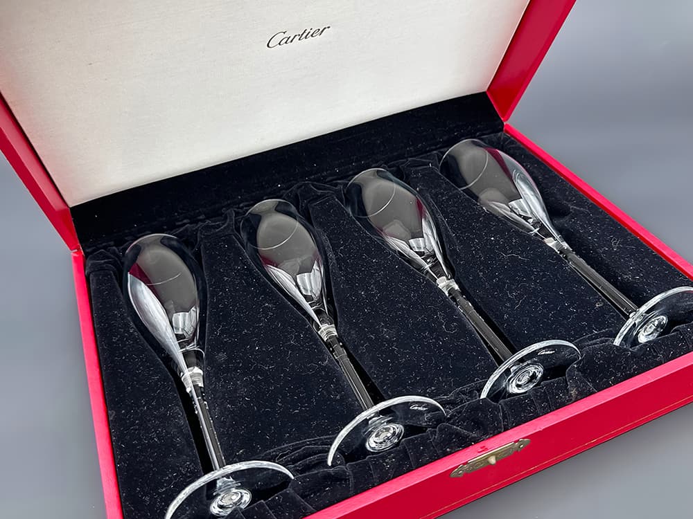 Cartier+4+Crystal+Champagner+Gläser,+in+Original+Cartier-Box,+signiert - image 2