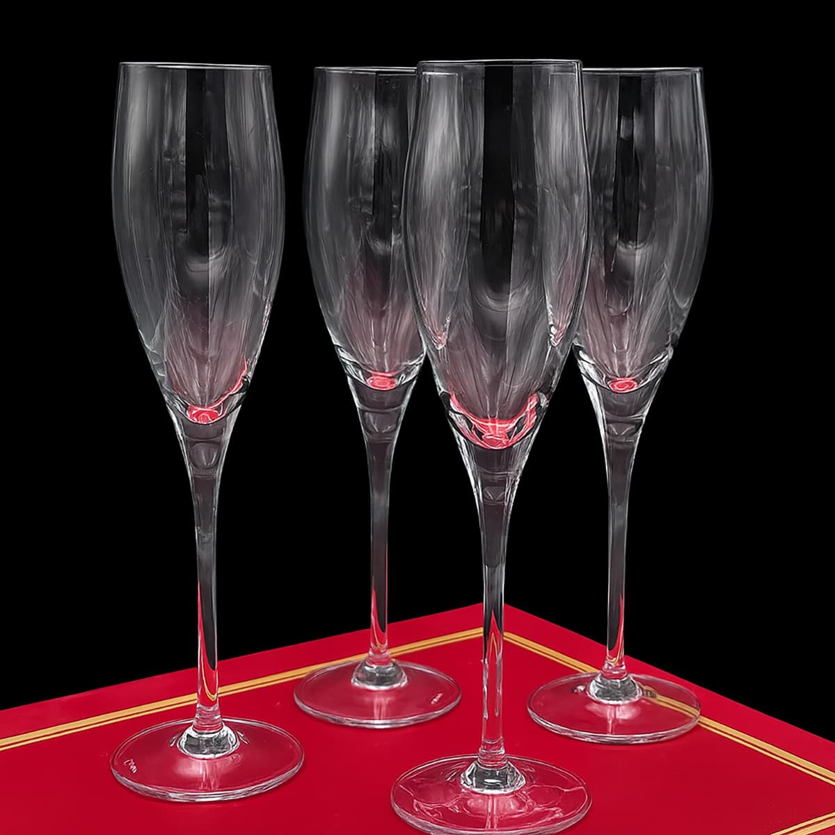 Cartier+4+Crystal+Champagner+Gläser,+in+Original+Cartier-Box,+signiert