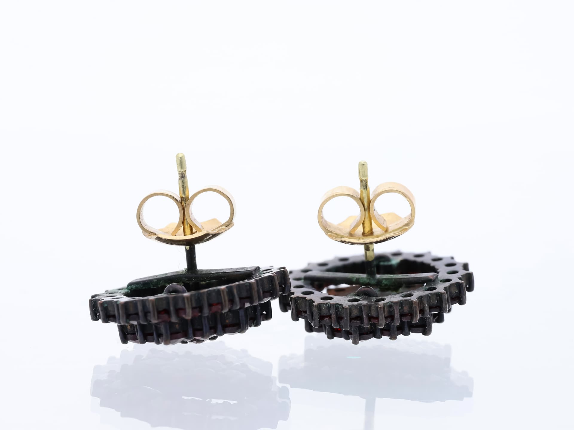 Ohrstecker+Granat+585+Gold+/+14+Karat+und+Silber - image 5