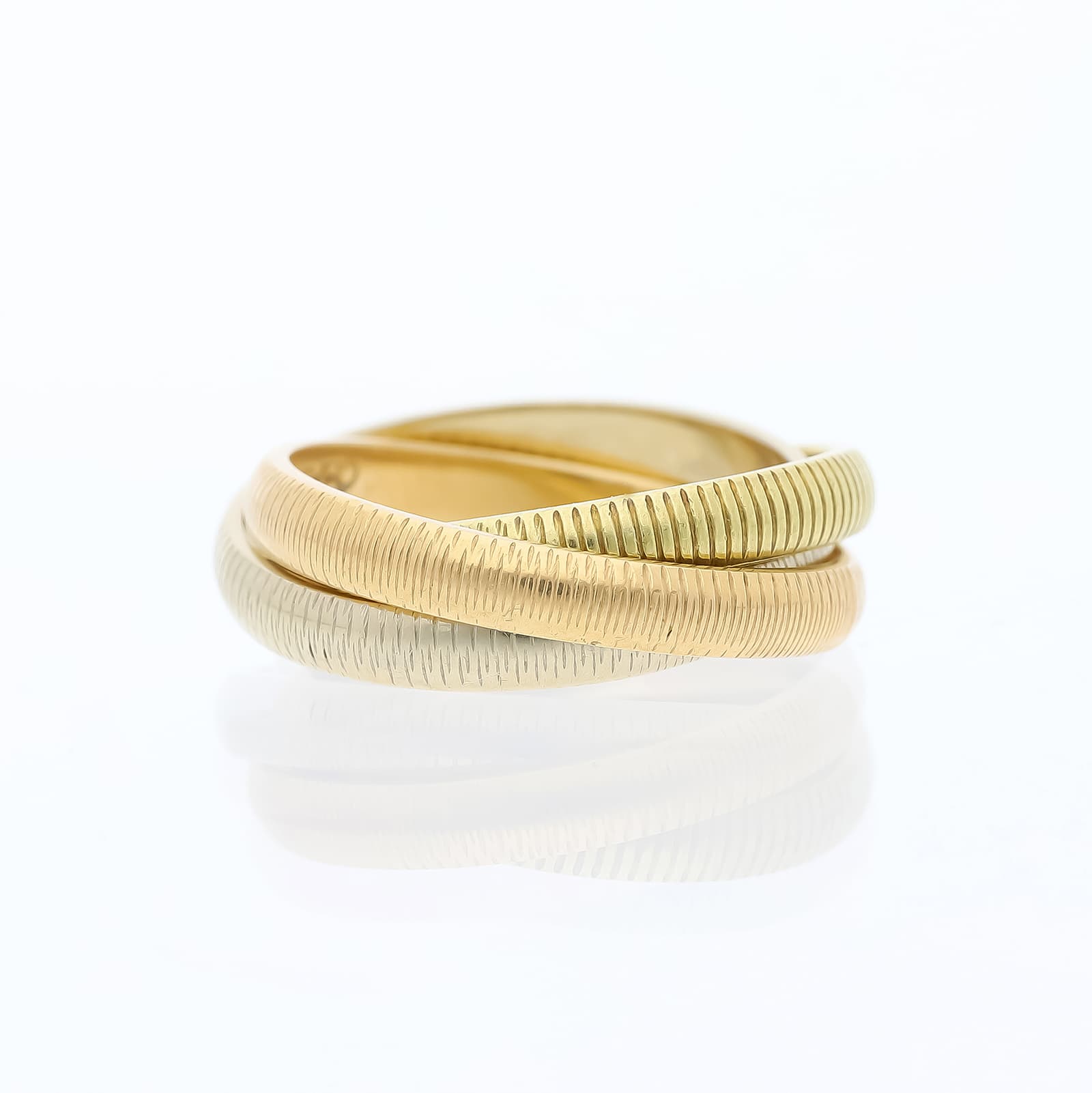 Cartier+Trinity+Ribbed+Design+Ring+750+Gold+/+18+Karat