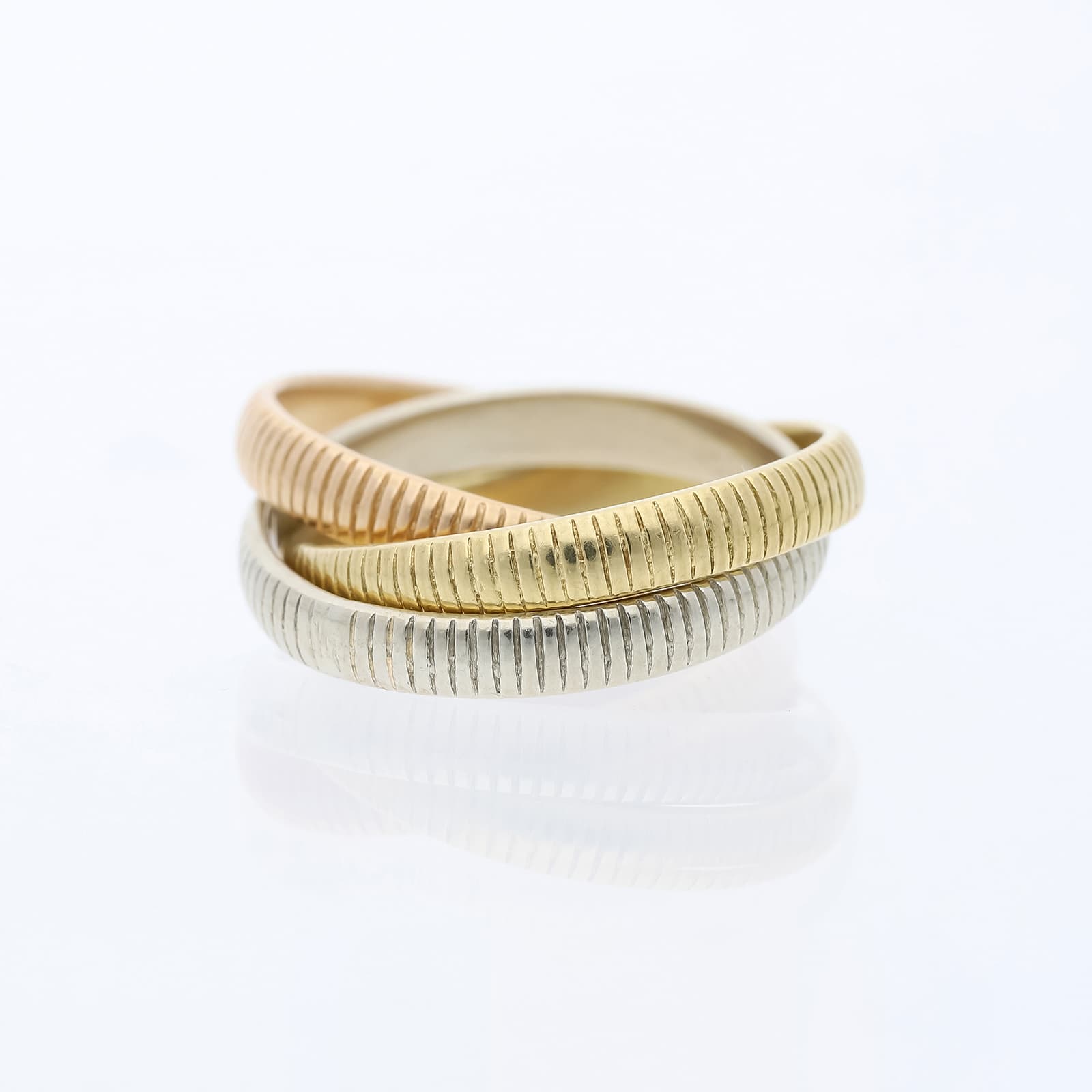 Cartier+Trinity+Ribbed+Design+Ring+750+Gold+/+18+Karat