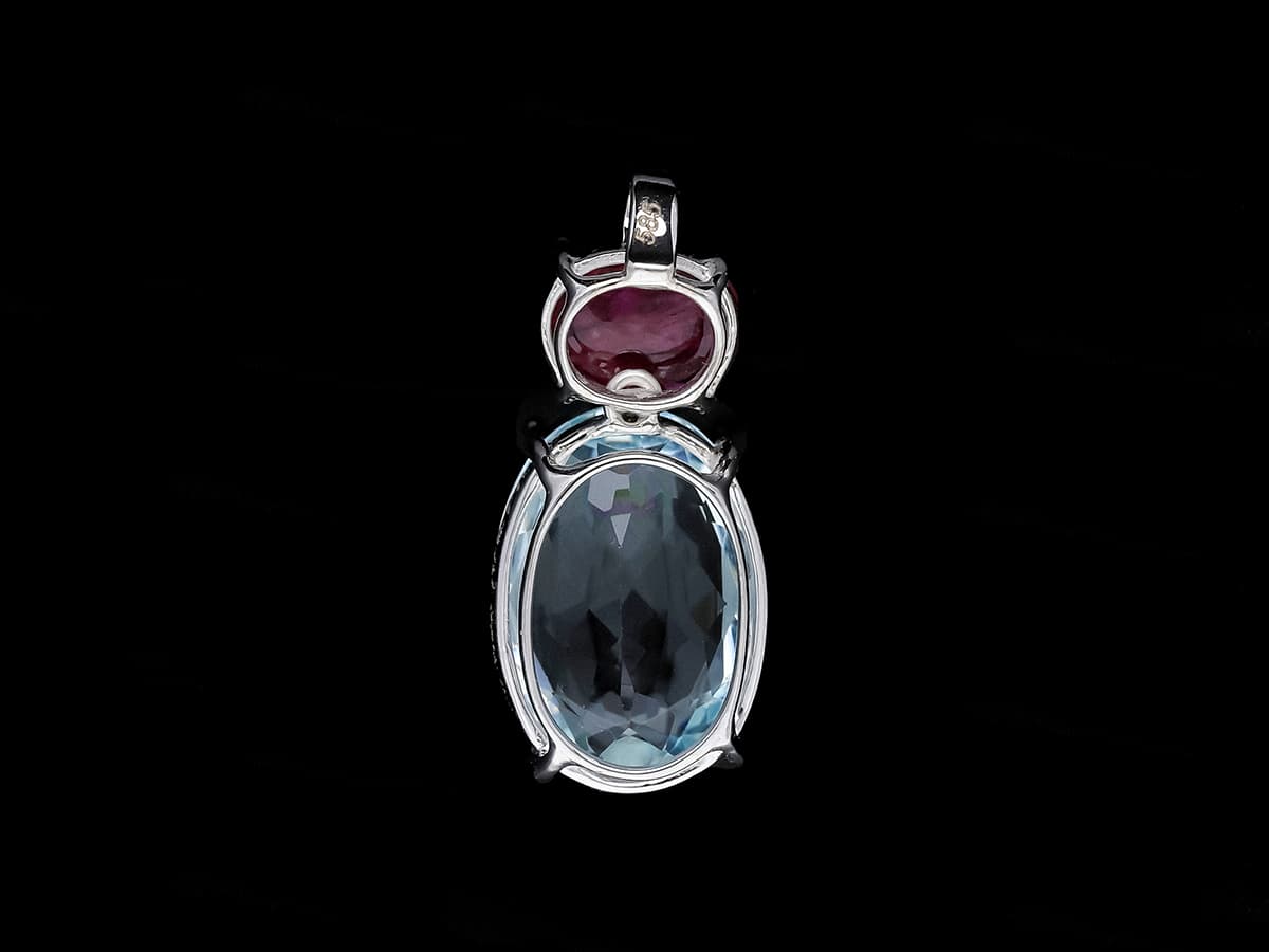 Anhänger+5,54+ct.+Aquamarin,+Rubin+585+/+14+Karat+Neu - image 4