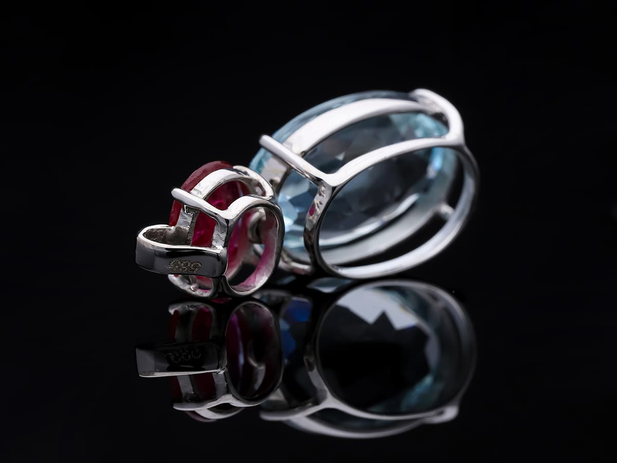 Anhänger+5,54+ct.+Aquamarin,+Rubin+585+/+14+Karat+Neu - image 5