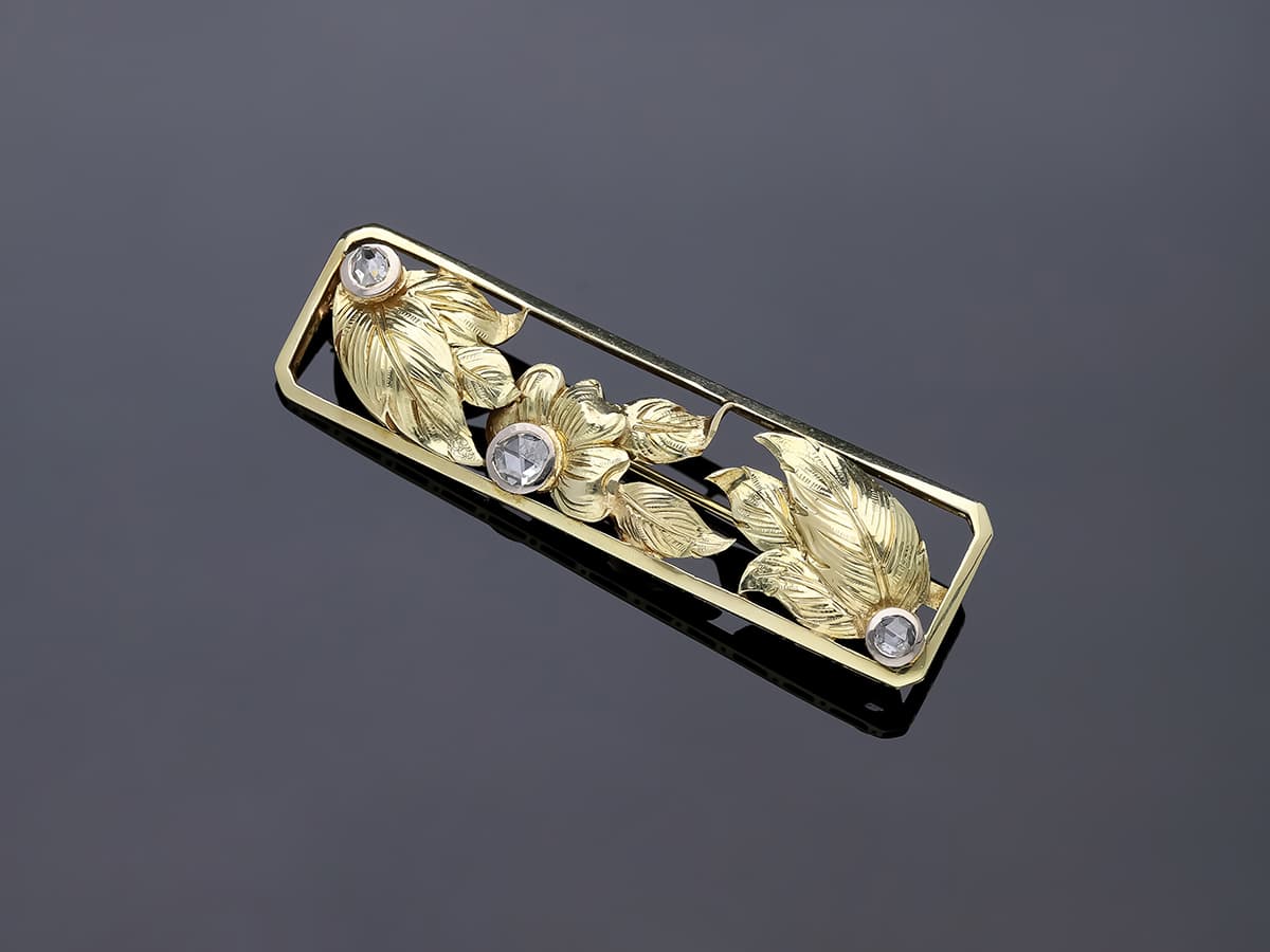 Brosche+0,35+ct.+mehrere+Diamanten+585+/+14+Karat