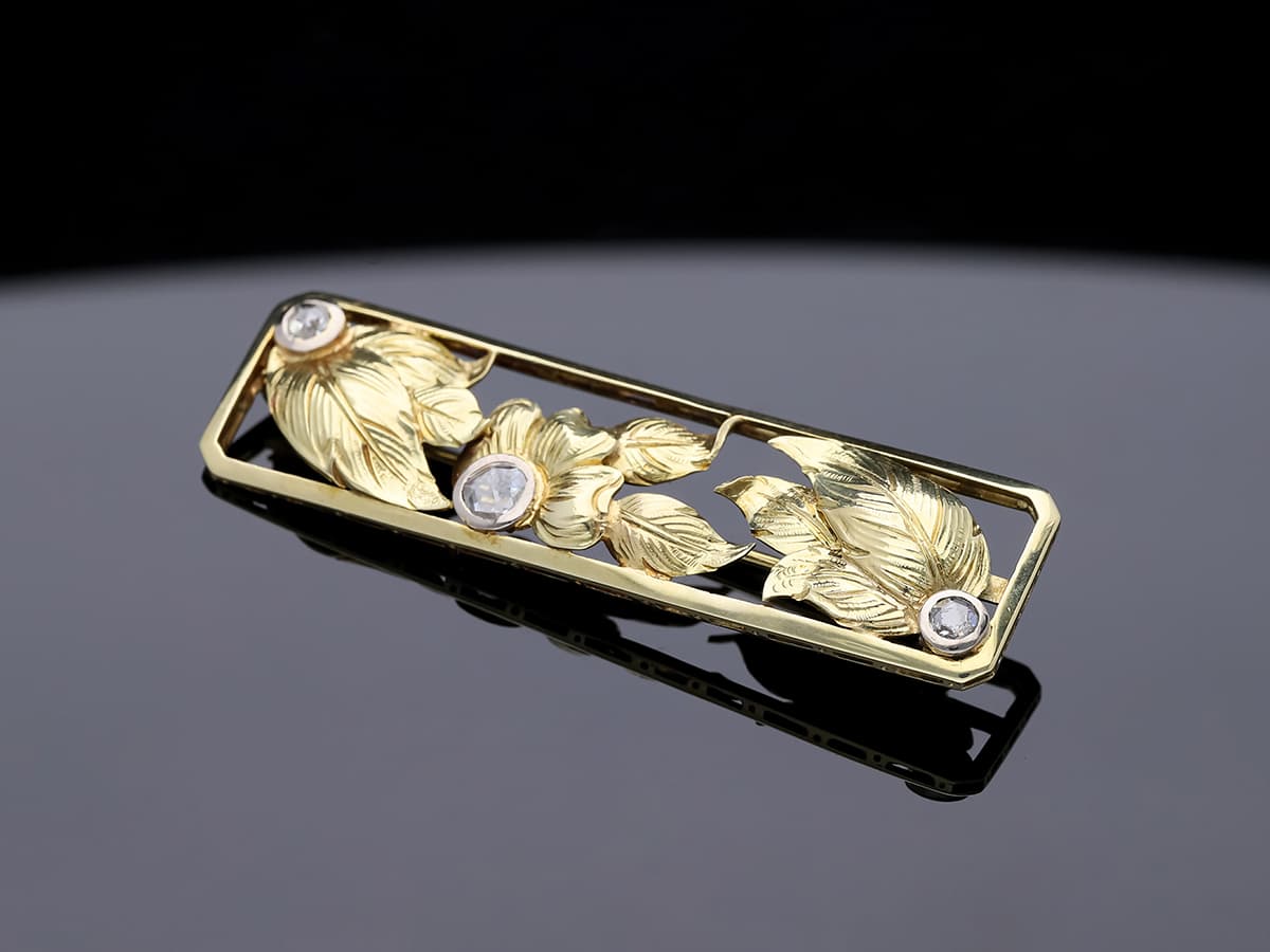 Brosche+0,35+ct.+mehrere+Diamanten+585+/+14+Karat - image 3
