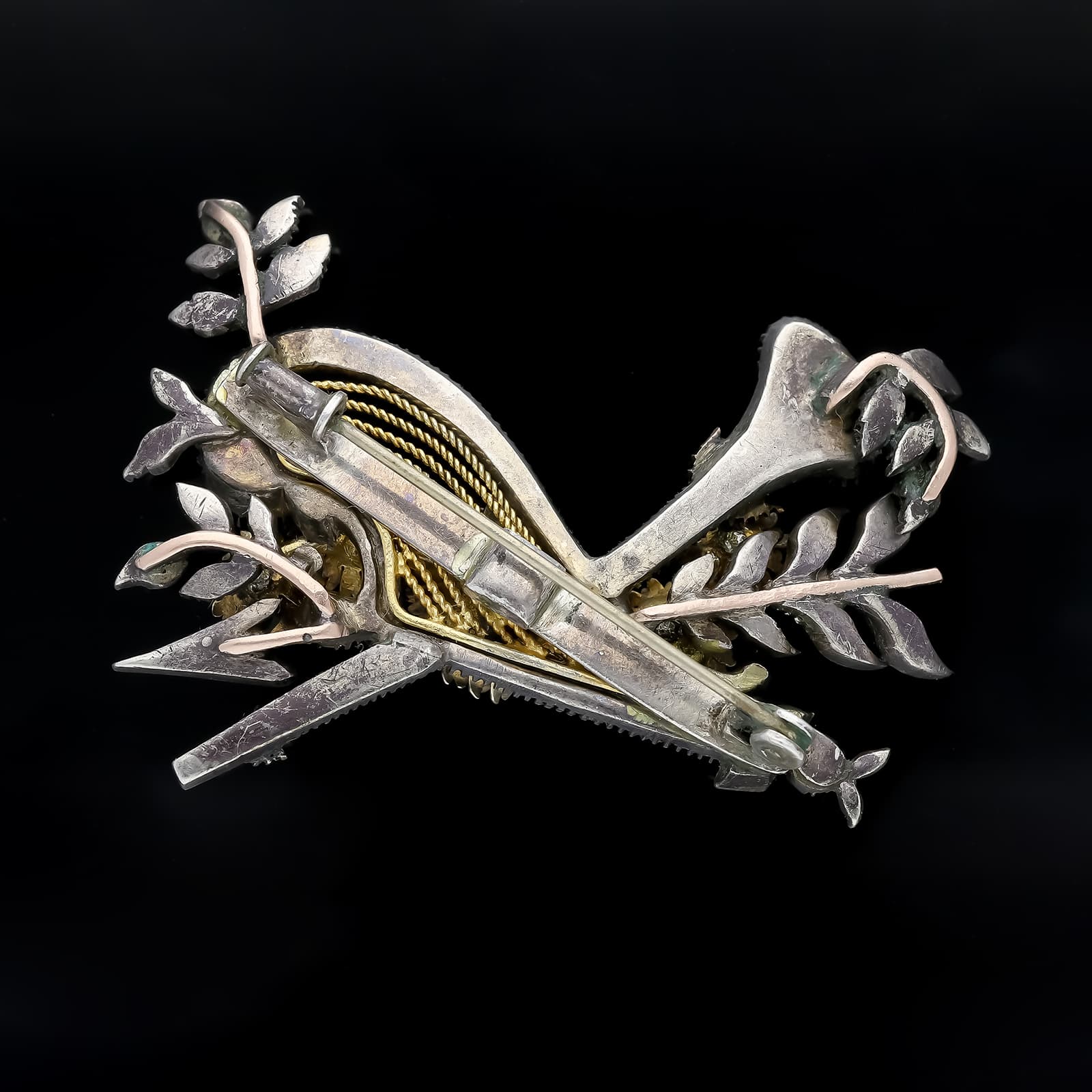 Antike+Silberbrosche+mit+Rosenschliff+Diamanten.+Europa,+19.+Jh. - image 2
