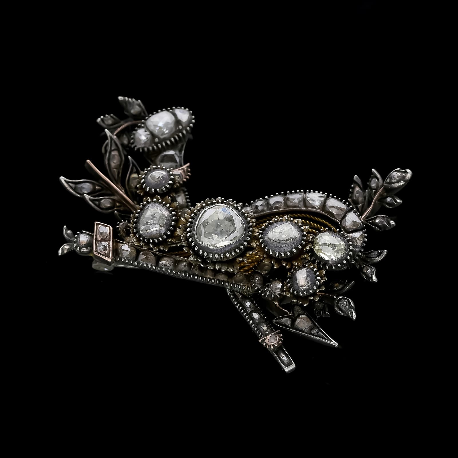 Antike+Silberbrosche+mit+Rosenschliff+Diamanten.+Europa,+19.+Jh. - image 3