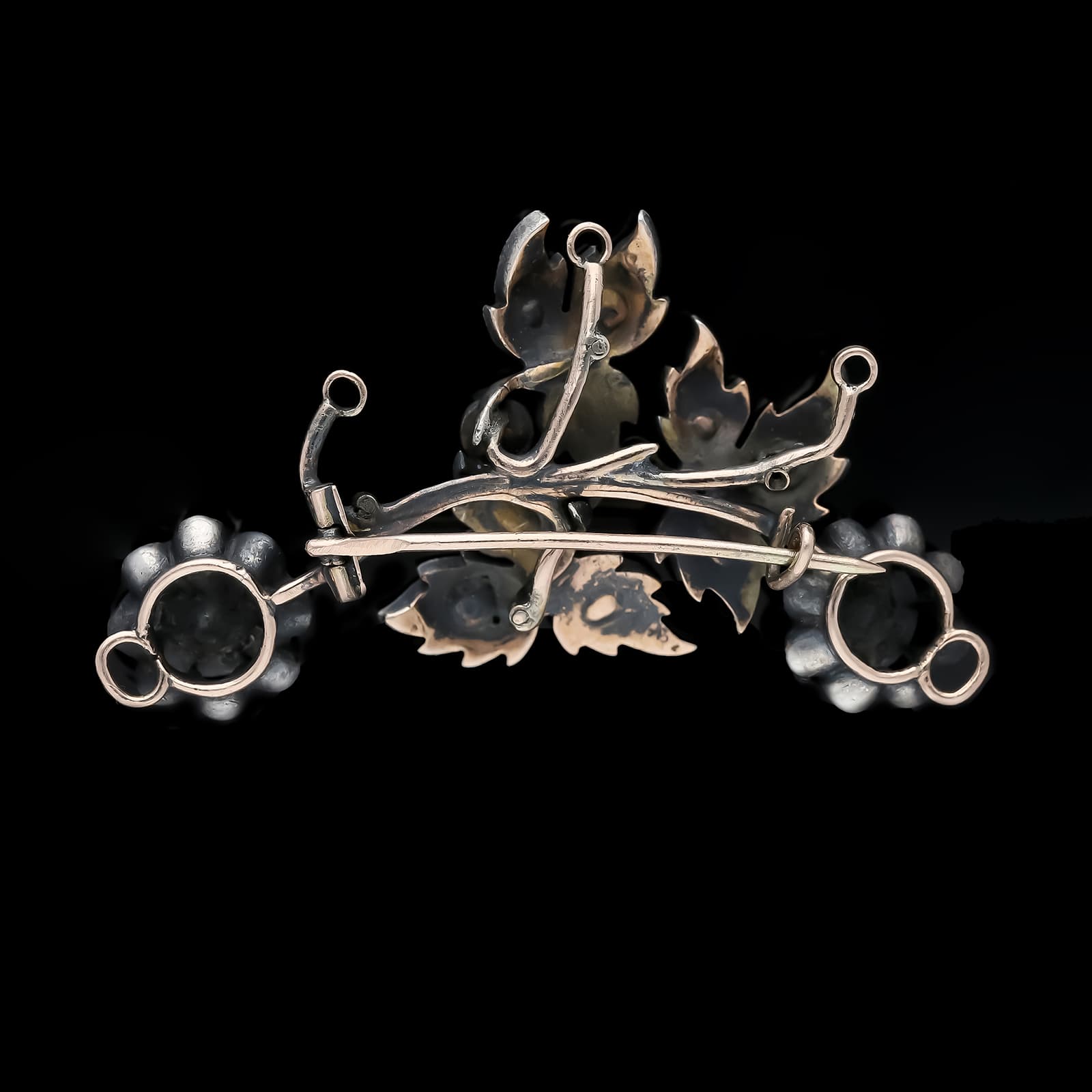Antike+Silber+Gold+Brosche+mit+Rosenschliff+Diamanten.+Europa,+19.+Jh. - image 2
