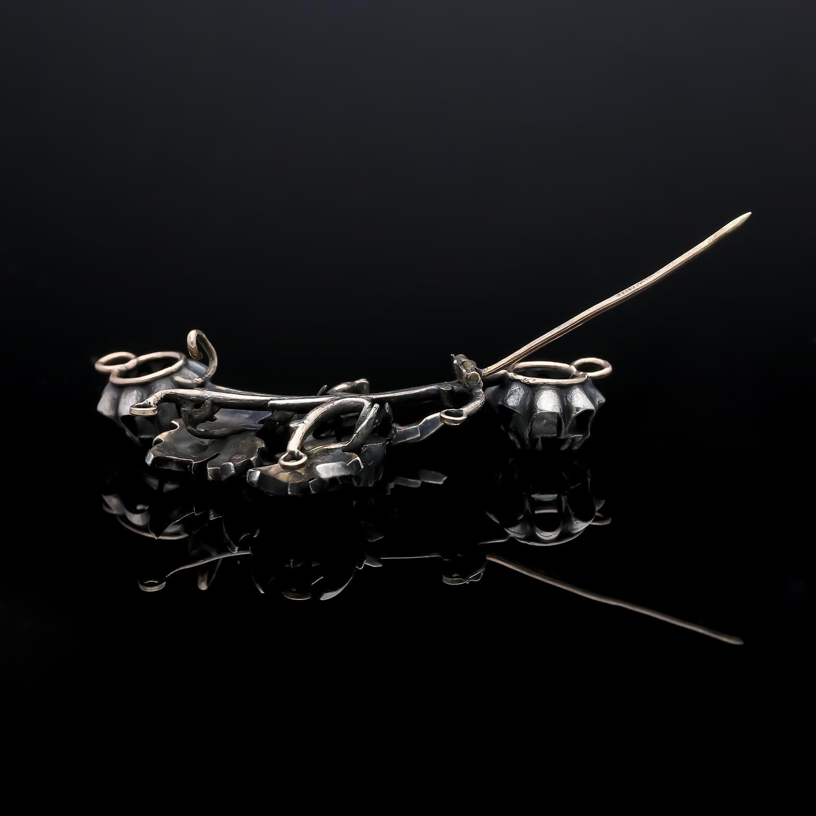 Antike+Silber+Gold+Brosche+mit+Rosenschliff+Diamanten.+Europa,+19.+Jh. - image 5