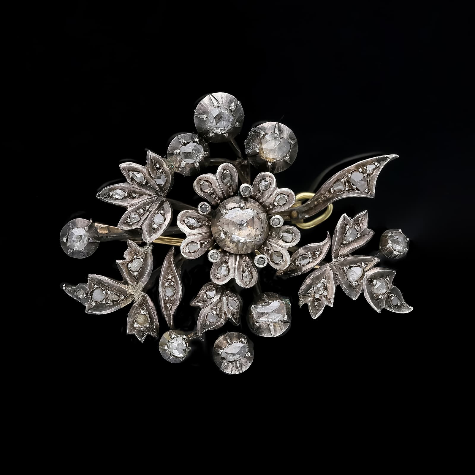 Antike+Silber+Gold+Brosche+mit+Rosenschliff+Diamanten.+Österreich-Ungarn,+1870–1890. - image 2