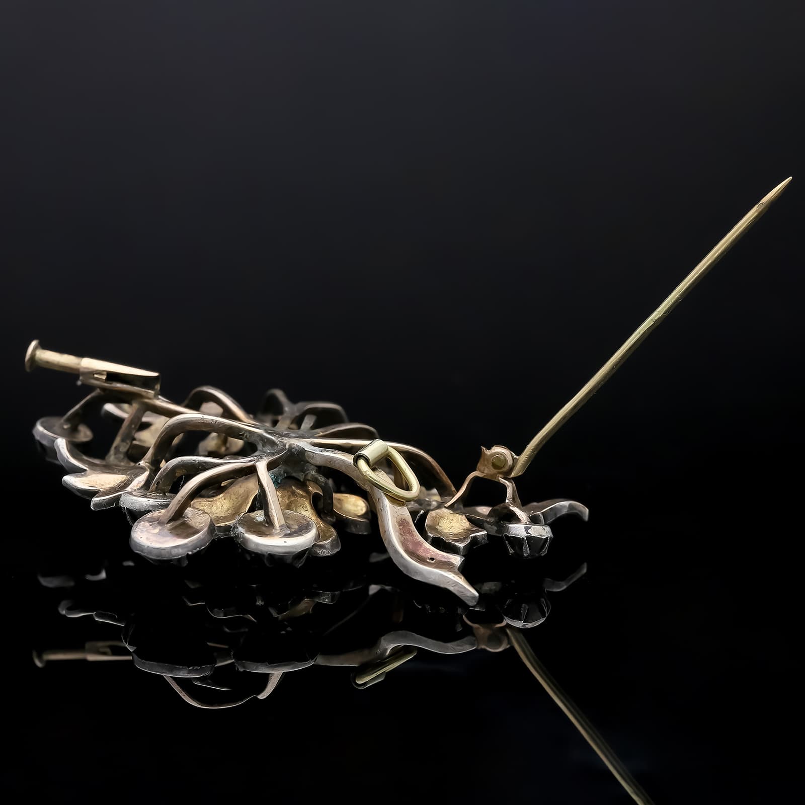 Antike+Silber+Gold+Brosche+mit+Rosenschliff+Diamanten.+Österreich-Ungarn,+1870–1890. - image 5