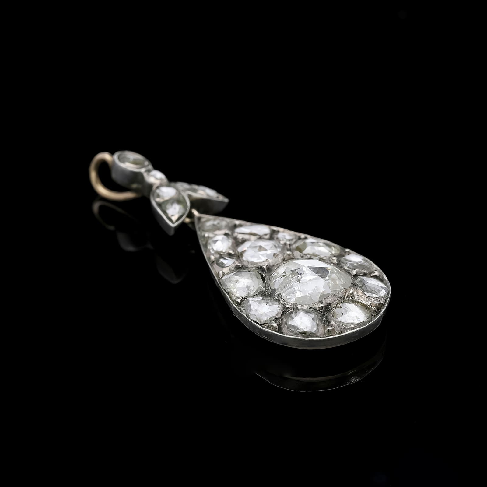 Antiker+Gold+Silber+Anhänger+mit+Rosenschliff+Diamanten.+Mitteleuropa,+19.+Jh. - image 3
